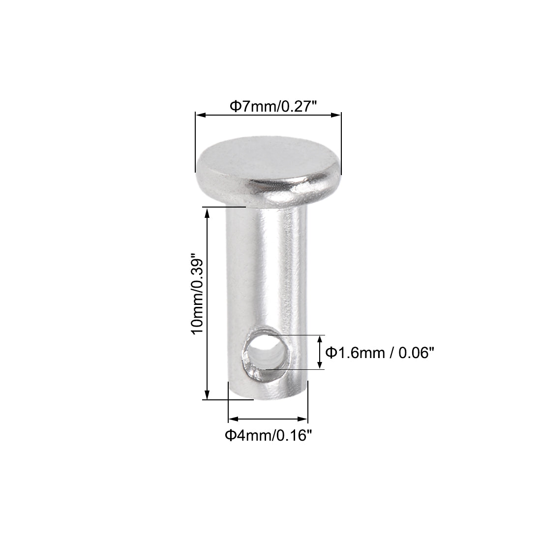 uxcell Uxcell Single Hole Clevis Pins - 4mm x 10mm Flat Head 304 Stainless Steel Link Hinge Pin 10Pcs