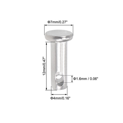 Harfington Uxcell Single Hole Clevis Pins - 4mm x 12mm Flat Head 304 Stainless Steel Link Hinge Pin 20Pcs