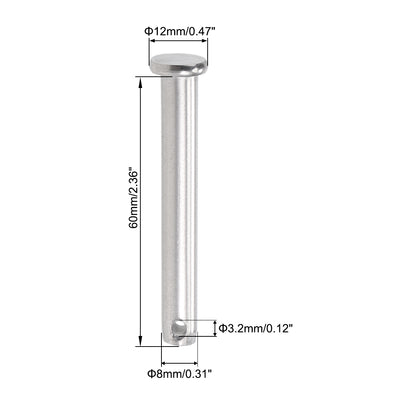 Harfington Uxcell Single Hole Clevis Pins -  Flat Head 304 Stainless Steel Link Hinge Pin 5Pcs