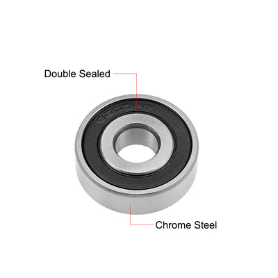 Harfington Uxcell Deep Groove Ball Bearing Metric Double Seal Chrome Steel ABEC1 Z2