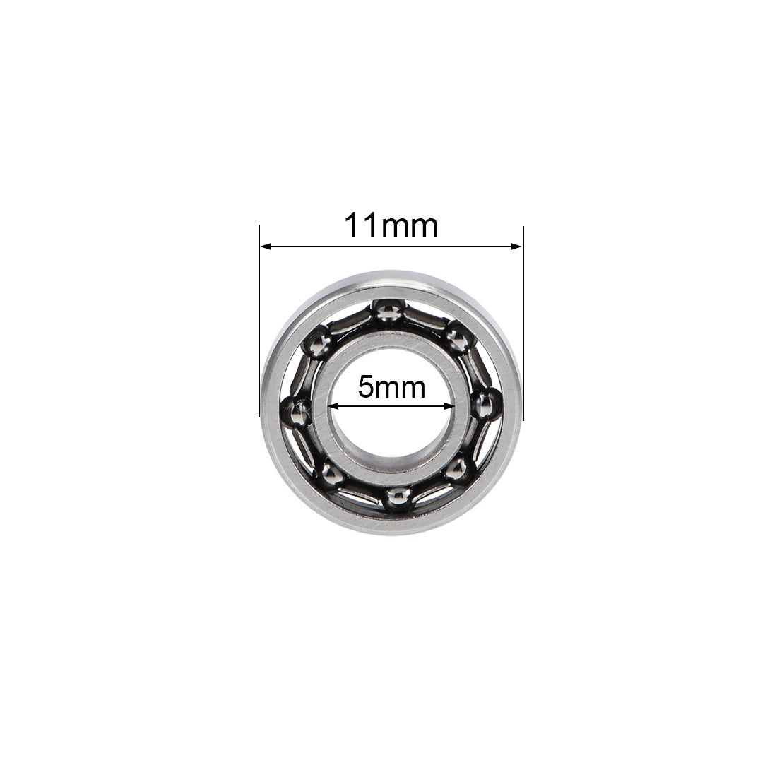 uxcell Uxcell 685K Ball Bearings Z2 5x11x3mm Open Type Chrome Steel 4pcs