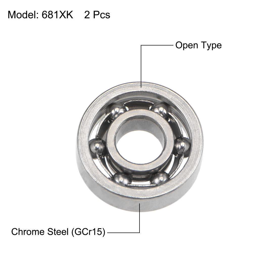 uxcell Uxcell Miniature Deep Groove Ball Bearings Open Type Chrome Steel Bearings