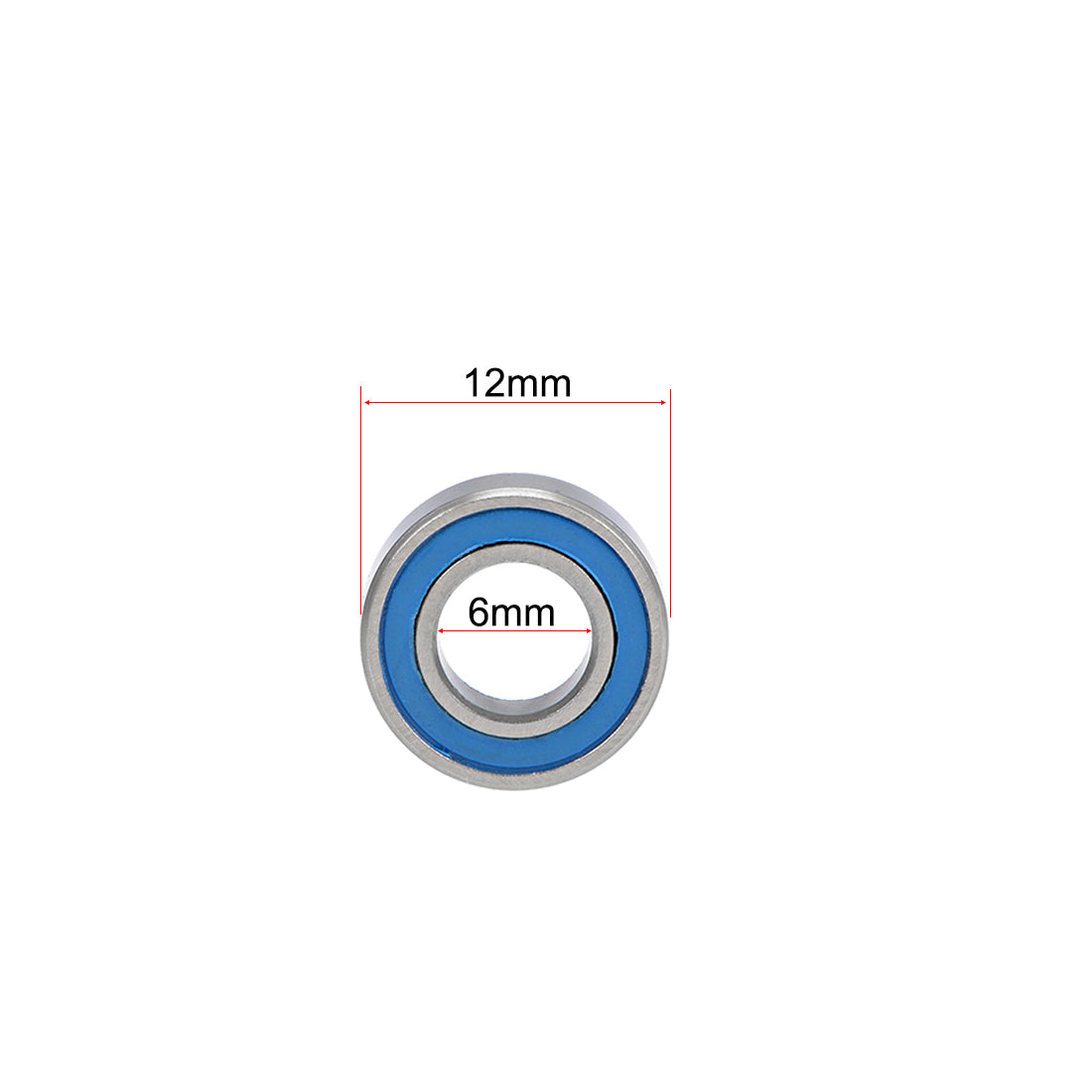 uxcell Uxcell 20 Stück Rillenkugellager MR126-2RS 6mm Innendurchm. 12mm Außendurchm. 4mm Bohrung Doppelt Abgedichtet Chromstahl Blau Dichtung Z2