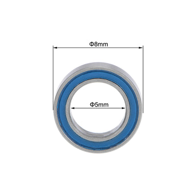 Harfington Uxcell 10 Stück Rillenkugellager MR85-2RS 5mm Innendurchm. 8mm Außendurchm. 2,5mm Bohrung Doppelt Abgedichtet Chromstahl Blau Dichtung Z2