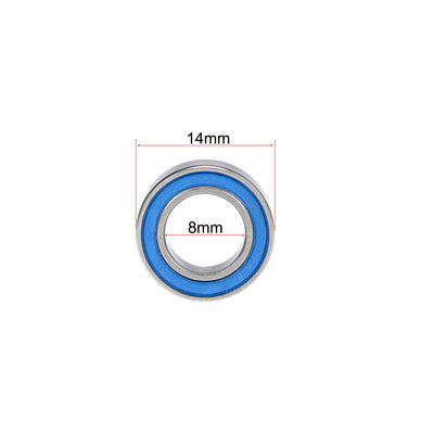 Harfington Uxcell MR148-2RS Ball Bearings Z2 8x14x4mm Double Sealed Chrome Steel Blue Seal 5pcs