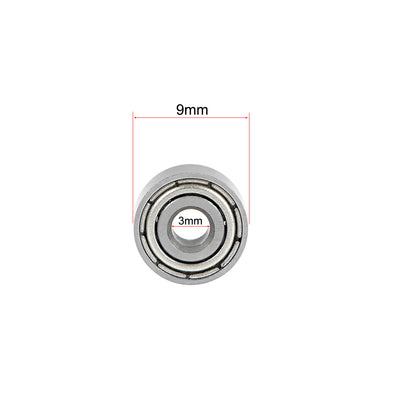 Harfington Uxcell MR93ZZ Ball Bearings Z2 3x9x4mm Double Shielded Chrome Steel 5pcs