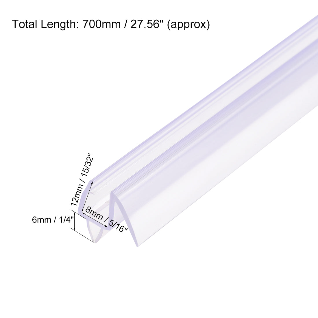 uxcell Uxcell Frameless Glass Shower Door Sweep -5/16-Inch Glass x 27.56Inch Length