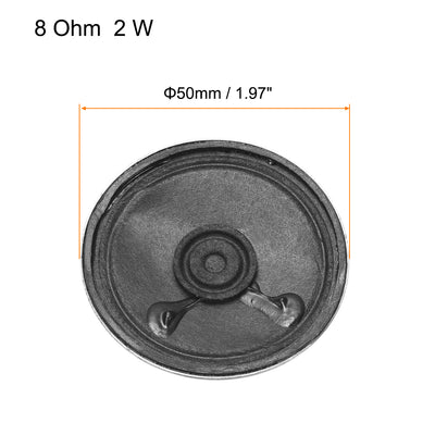 Harfington Uxcell 2Stk. 2W 8 Ohm DIY Magnetischer Lautsprecher 50mm Runde Form Ersatz Lautsprecher