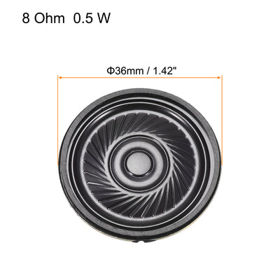 Harfington Uxcell 0.5 W 8 Ohm DIY Magnetic Speaker 36mm Round-shape Replacement Loudspeaker 4pcs