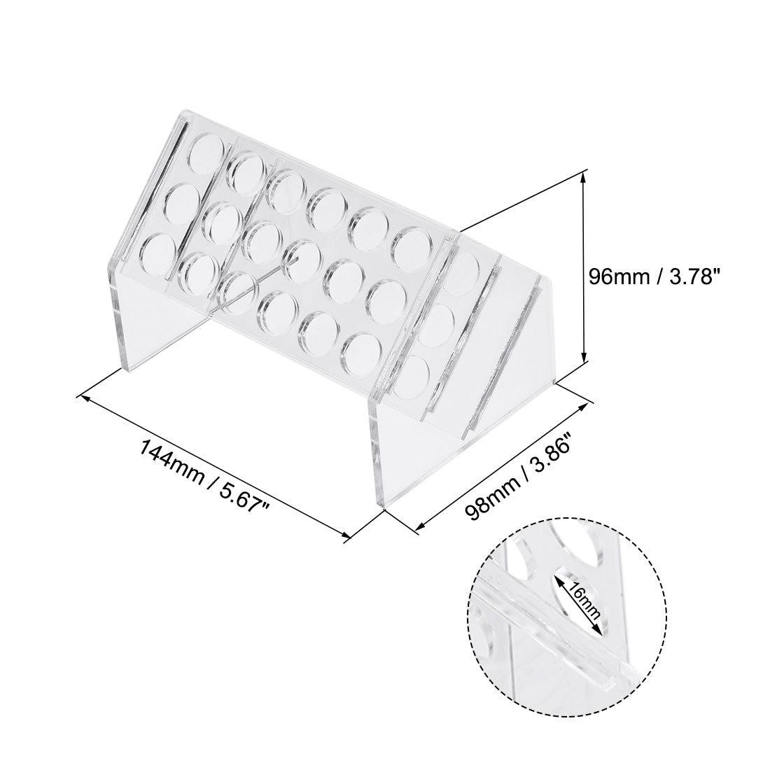 uxcell Uxcell Slant Rack Acrylic Test Tube Holder 18 Well for 10ml/15ml Centrifuge Tubes Clear