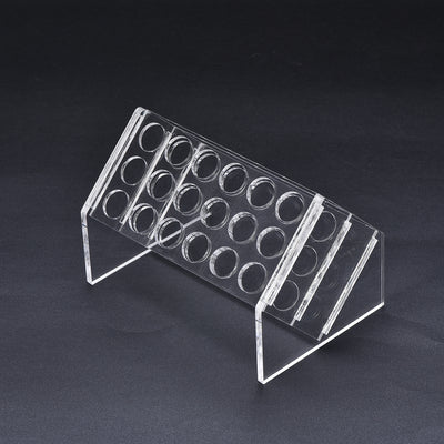 Harfington Uxcell Slant Rack Acrylic Test Tube Holder 18 Well for 10ml/15ml Centrifuge Tubes Clear