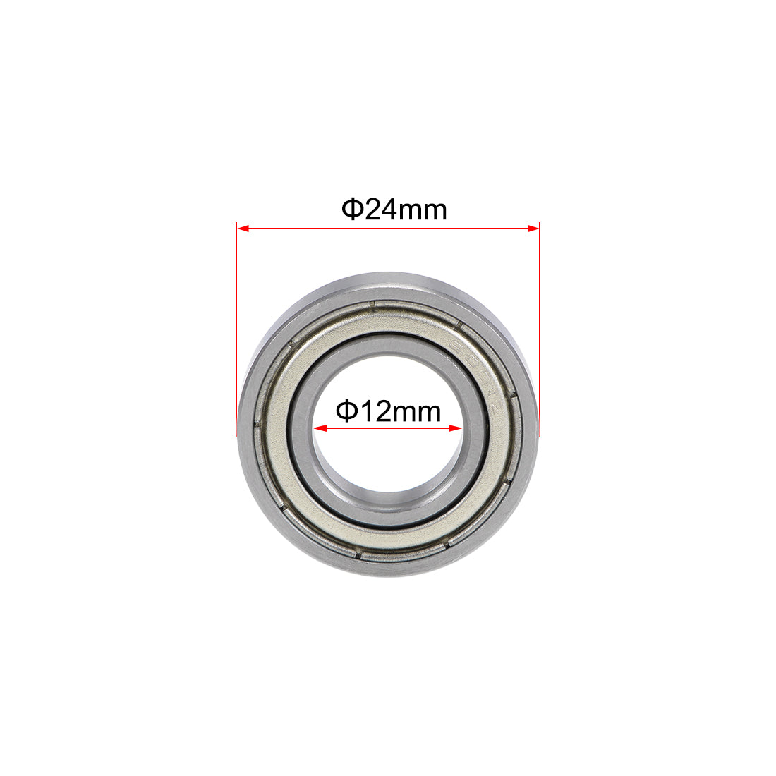 uxcell Uxcell 6901ZZ Deep Groove Ball Bearings Z2 12x24x6mm Double Shielded Chrome Steel 4pcs