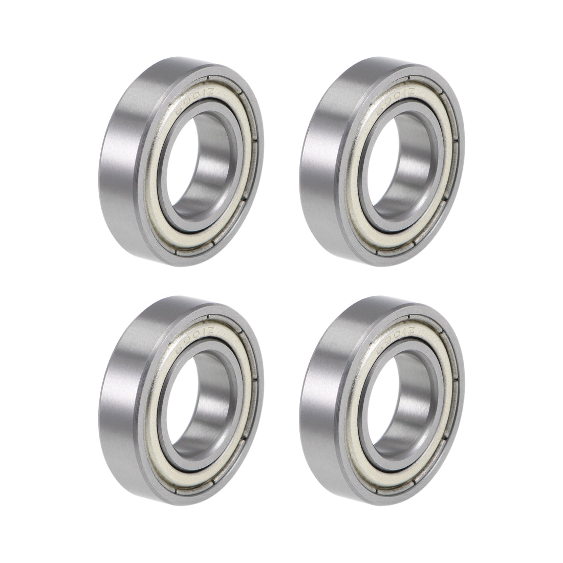 uxcell Uxcell 6901ZZ Deep Groove Ball Bearings Z2 12x24x6mm Double Shielded Chrome Steel 4pcs