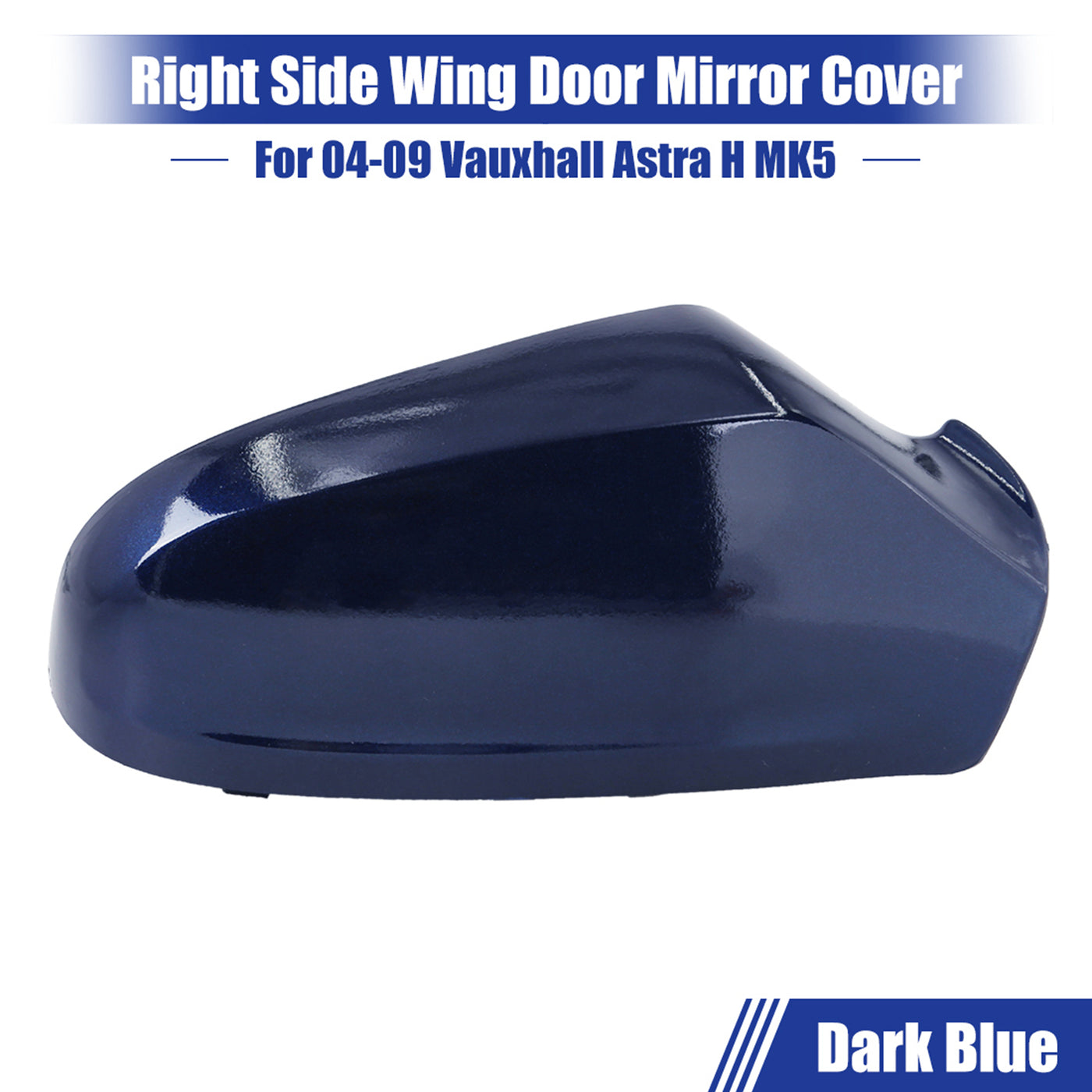 X AUTOHAUX Car Right Side Wing Door Mirror Cover Dark Blue for Vauxhall for Astra H MK5 04-08