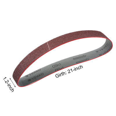 Harfington Uxcell 1.2 x 21 Inch Sanding Belt 60 Grit Aluminum Oxide Sand Belts 3pcs