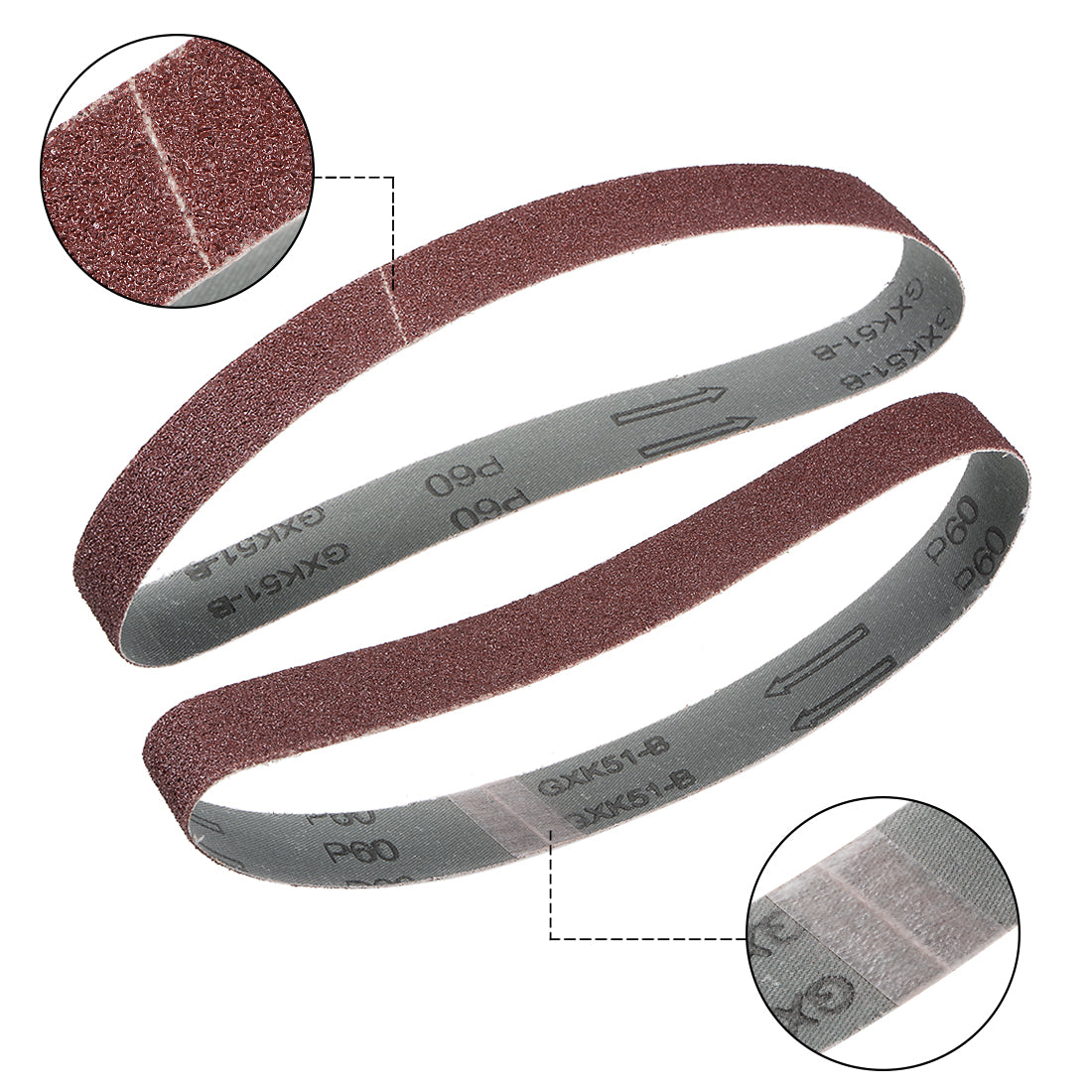 uxcell Uxcell 1.2 x 21 Inch Sanding Belt 60 Grit Aluminum Oxide Sand Belts 3pcs