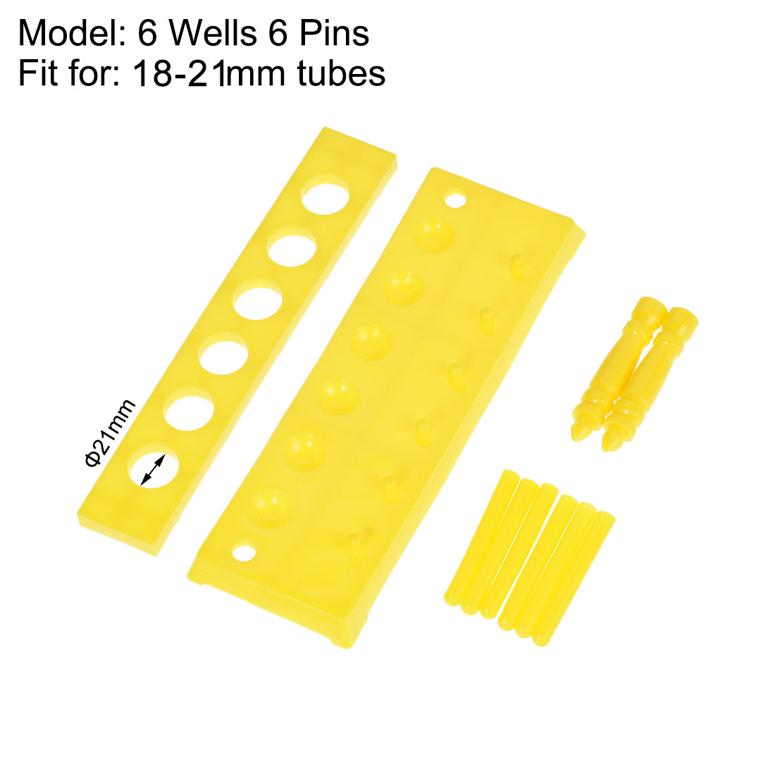 uxcell Uxcell 2Stk. Probierglas Halter 6 Vertiefungen 6 Stifte für 16-20mm Rohr gelb