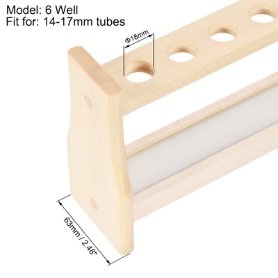 Harfington Uxcell Holz Reagenzglasgestell 6 Vertiefungen für 10ml Zentrifugenröhrchen