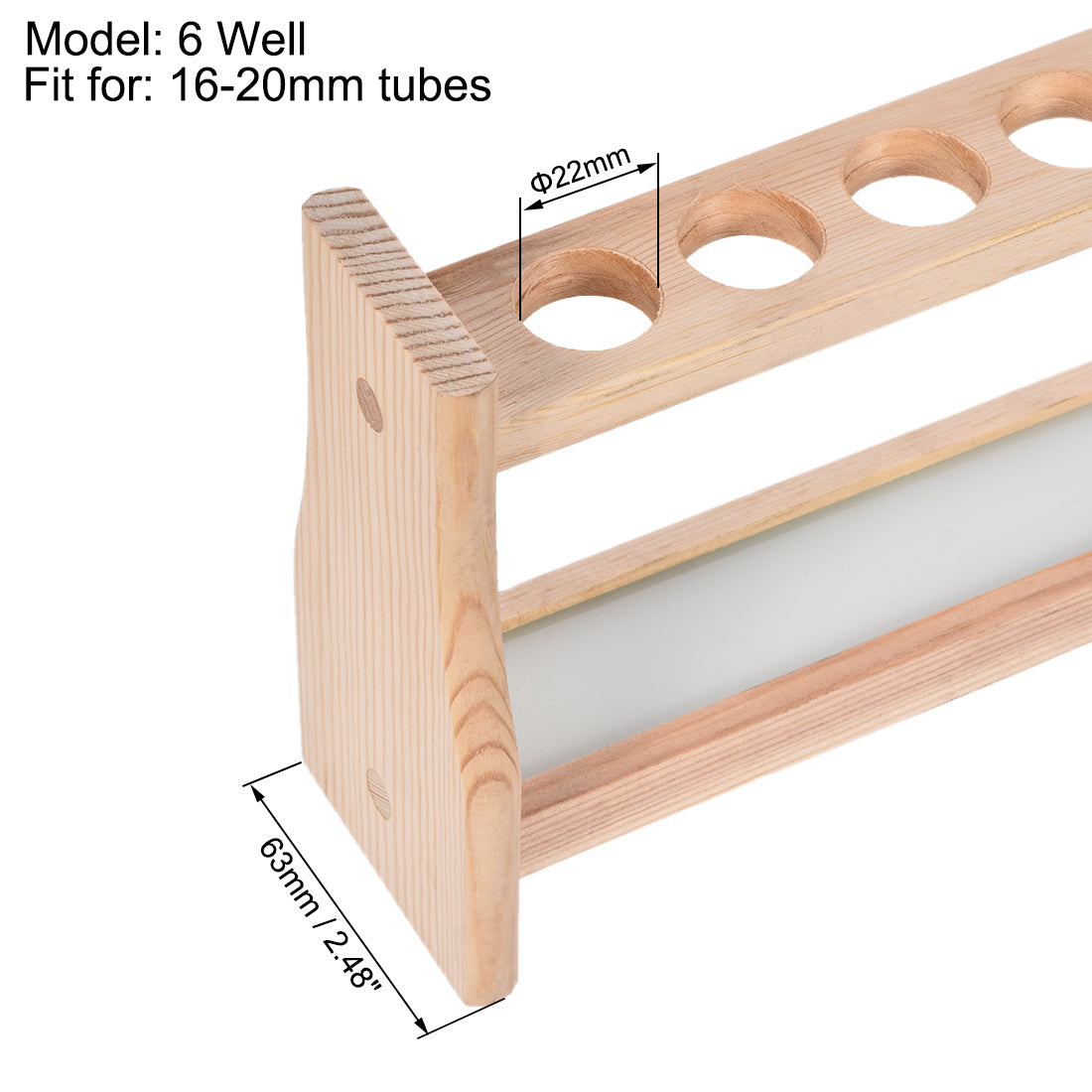 uxcell Uxcell Reagenzglashalter Reagenzglasklammer aus Holz 6 Vertiefungen für 25 ml Zentrifugenröhrchen