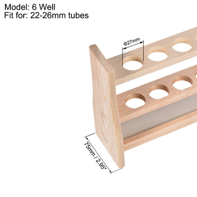 Harfington Uxcell Holz Probierglas Halter Gestell 6 Vertiefungen für 50ml Zentrifugenröhrchen