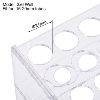 Harfington Uxcell Reagenzglashalter Rack 2x6 Wells für 25ml Zentrifugenröhrchen Klar