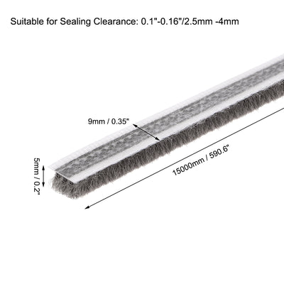 Harfington Uxcell Brush Weather Stripping Adhesive Felt Door Seal Strip Pile Weatherstrip Door Sweep Brush