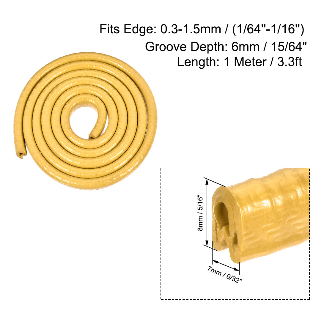 Harfington Yellow PVC Iron Sheet Protect Trim U-Seal Seal