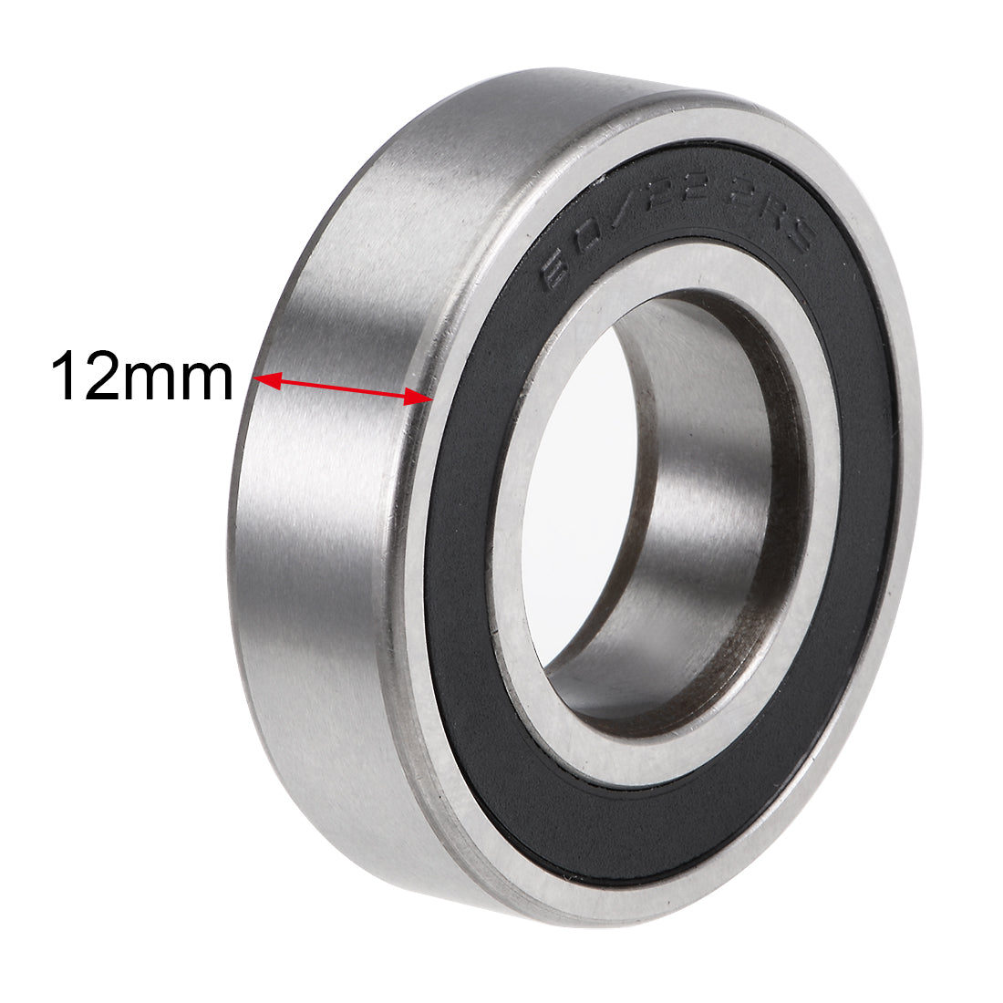 uxcell Uxcell 60/22-2RS Deep Groove Ball Bearing Z2 22x44x12mm Double Sealed Chrome Steel