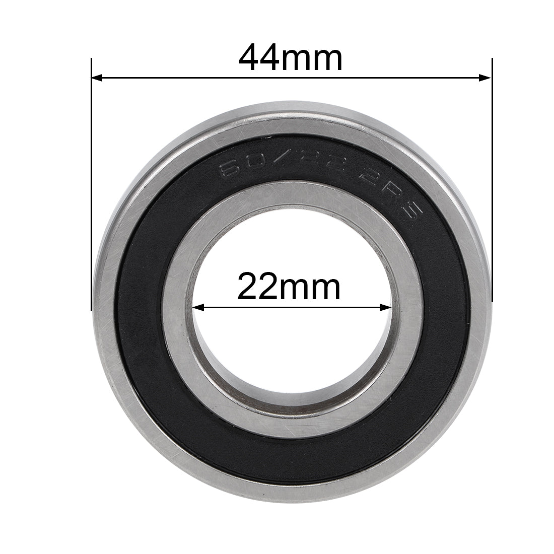 uxcell Uxcell 60/22-2RS Deep Groove Ball Bearing Z2 22x44x12mm Double Sealed Chrome Steel