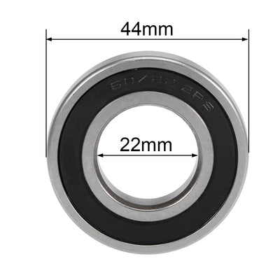 Harfington Uxcell 60/22-2RS Deep Groove Ball Bearing Z2 22x44x12mm Double Sealed Chrome Steel