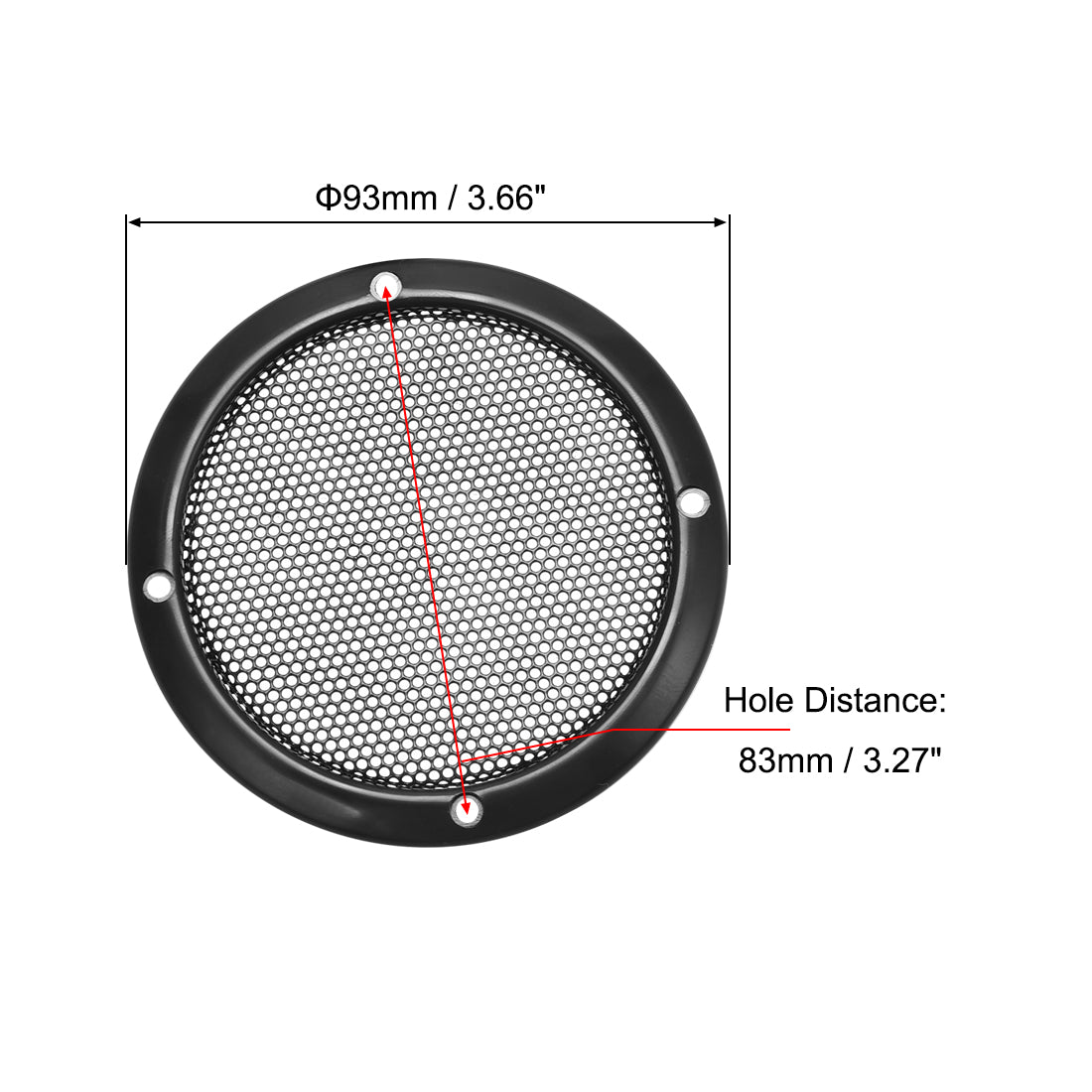 uxcell Uxcell 2Stk. Lautsprecher Gitter Abdeckung 3 Zoll 93mm Masche Dekorativ Kreis Subwoofer Schutz Schwarz