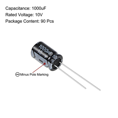 Harfington Uxcell 1000uF 10V Capacitor, Aluminum Electrolytic Capacitors 105C High Temp 90pcs