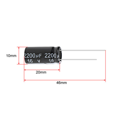 Harfington Uxcell 2200uF 16V Capacitor, Aluminum Electrolytic Capacitors 105C High Temp 25pcs