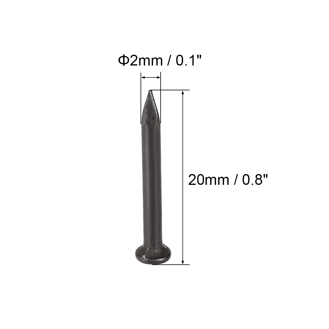 uxcell Uxcell 400 Stück Hardware Nägel Punktspitze Wandzementnagel 20mm(0.8") 2mm Stangendurchm. Kohlenstoffstahl Schwarz