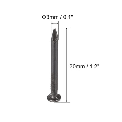 Harfington Uxcell 200 Stück Hardware Nägel Punktspitze Wandzementnagel 30mm(1.2") 3mm Stangendurchm. Kohlenstoffstahl Schwarz