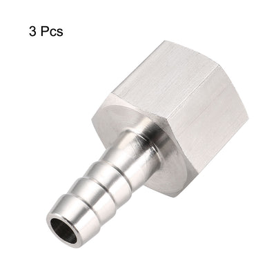 Harfington Uxcell Stainless Steel Barb Hose Fitting Connector Adapter 10mm Barbed x G1/2 Female Pipe 3Pcs