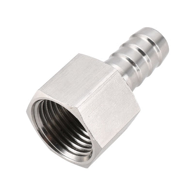 Harfington Uxcell Stainless Steel Barb Hose Fitting Connector Adapter 12mm Barbed x G1/2 Female Pipe 1Pcs