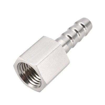 Harfington Uxcell Stainless Steel Barb Hose Fitting Connector Adapter 8mm Barbed x PT1/4 Female Pipe 1Pcs