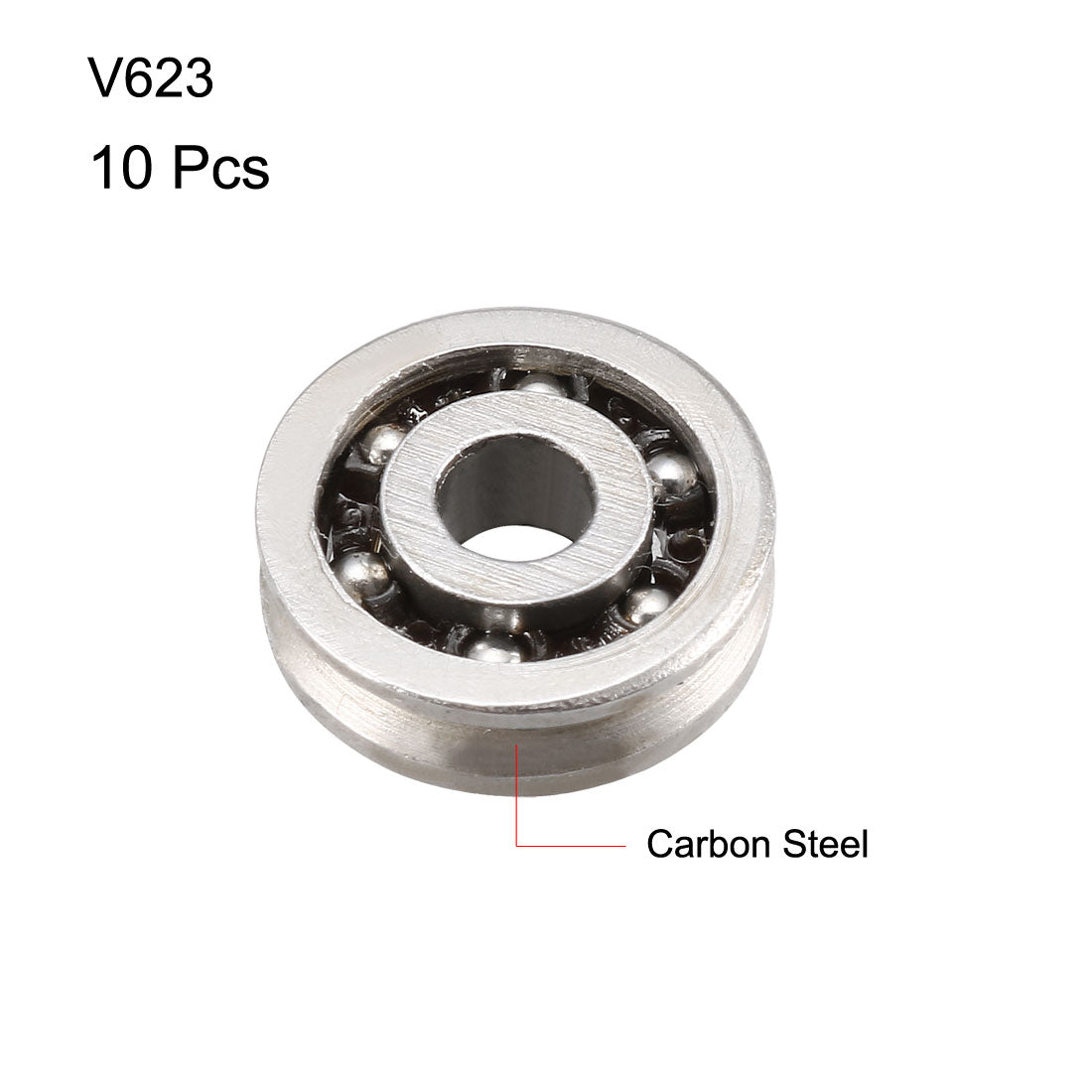 uxcell Uxcell V623  V-Groove Guide Pulley Rail Ball Bearings 3mmx10mmx3mm Carbon Steel Miniature Bearings 10pcs