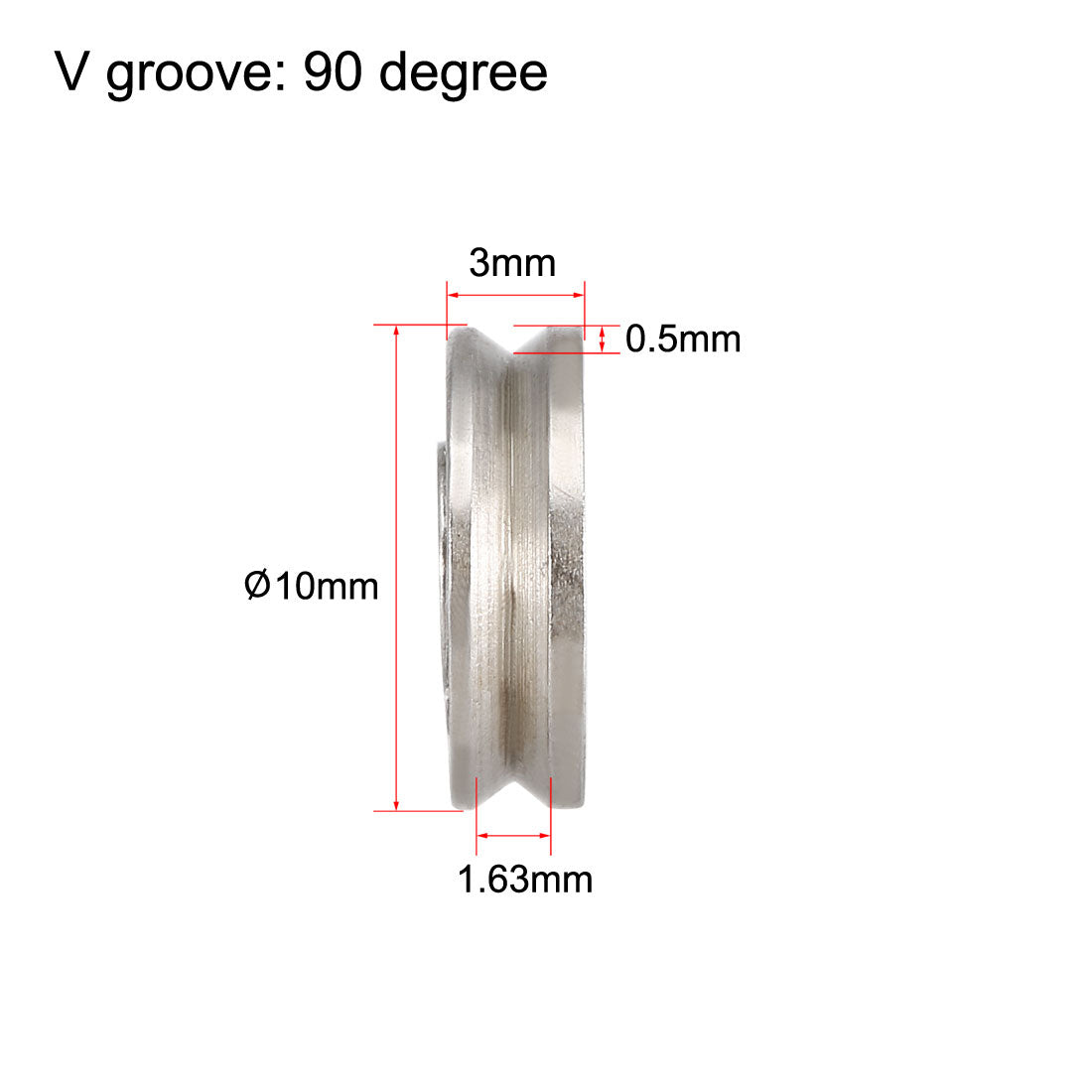 uxcell Uxcell V623  V-Groove Guide Pulley Rail Ball Bearings 3mmx10mmx3mm Carbon Steel Miniature Bearings 10pcs