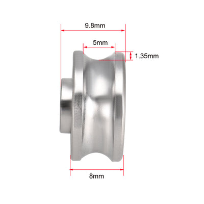 Harfington Uxcell SG15 Deep U Groove Guide Bearing 5mmx17mmx8mm Double Sealed Bearings 5 Pcs