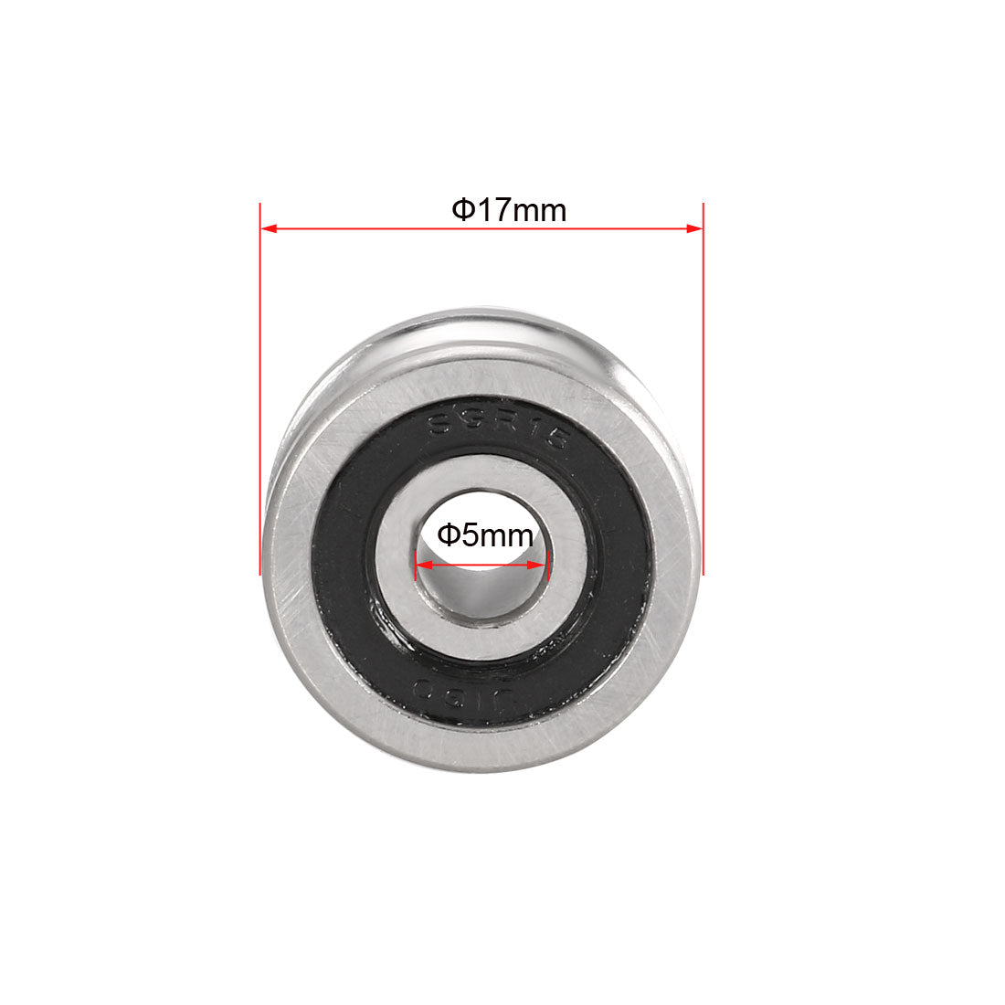 uxcell Uxcell SG15 Deep U Groove Guide Bearing 5mmx17mmx8mm Double Sealed Bearings 5 Pcs