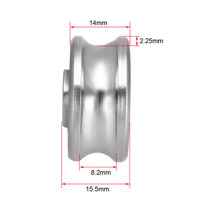 Harfington Uxcell SG25 Deep U Groove Ball Track Guide Bearing 8mmx30mmx14mm Double Sealed (GCr15) Chrome Steel Bearing