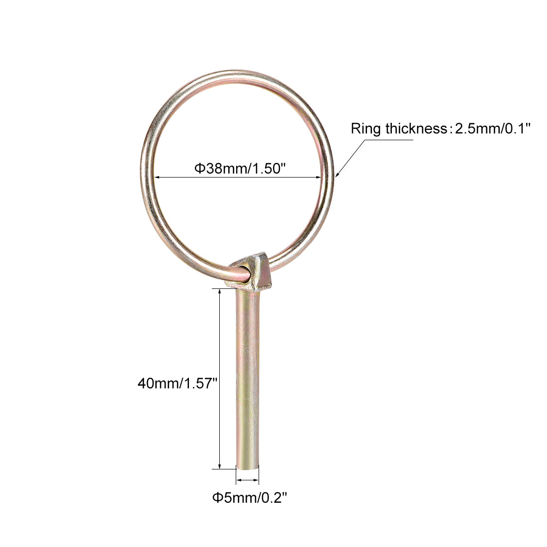 uxcell Uxcell Linch Pin with Ring 5mmx40mm Assortment Kit for Boat Trailer Tractor 5Pcs