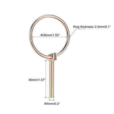 Harfington Uxcell Linch Pin with Ring 5mmx40mm Assortment Kit for Boat Trailer Tractor 5Pcs