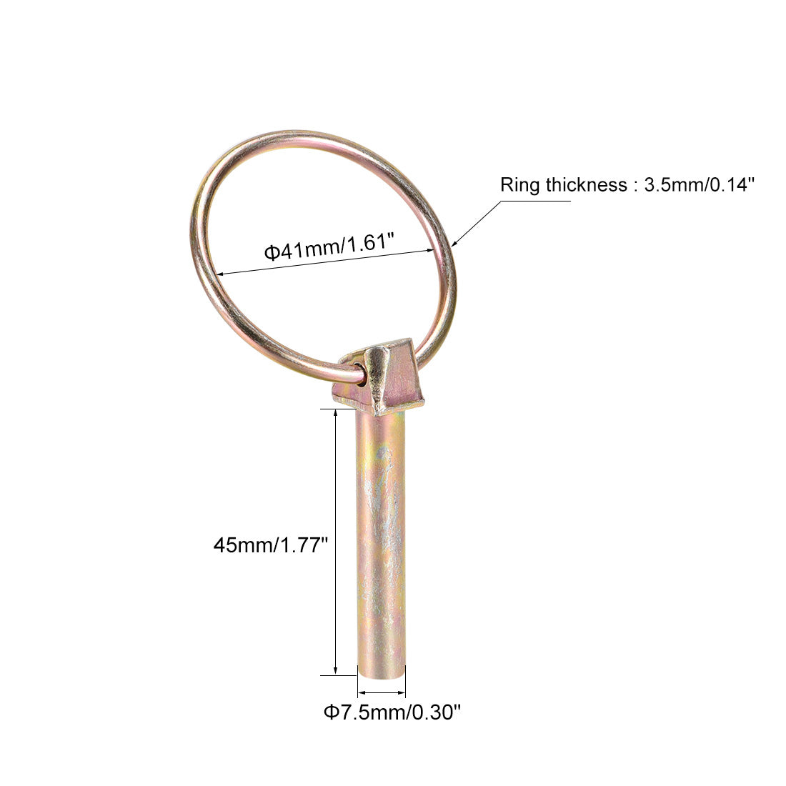 uxcell Uxcell Linch Pin with Ring 7.5mmx45mm 41mm ID Assortment Kit for Boat Trailer Tractor 3Pcs