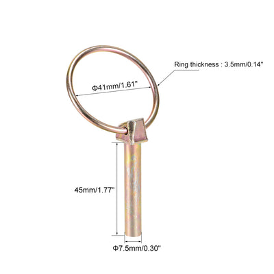 Harfington Uxcell Linch Pin with Ring 7.5mmx45mm 41mm ID Assortment Kit for Boat Trailer Tractor 3Pcs