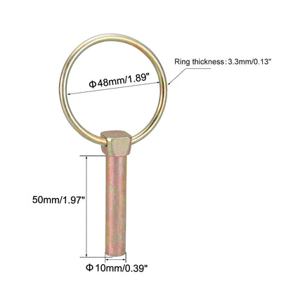 Harfington Uxcell Linch Pin with Ring 10mmx50mm Assortment Kit for Boat Trailer Tractor Horsebox 5Pcs