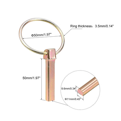 Harfington Uxcell Linch Pin with Ring 11mmx50mm Assortment Kit for Boat Trailer Tractor 5Pcs