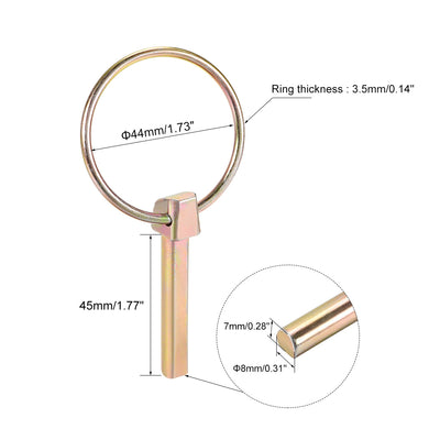 Harfington Uxcell Linch Pin with Ring 8mmx45mm Assortment Kit for Boat Trailer Tractor 5Pcs